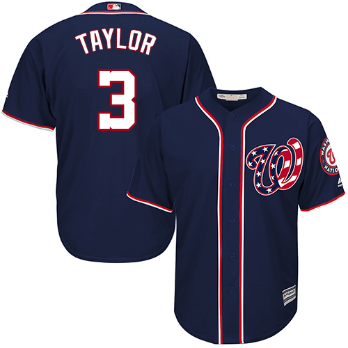 Nationals #3 Michael Taylor Navy Blue Cool Base Stitched Youth MLB Jersey - Click Image to Close